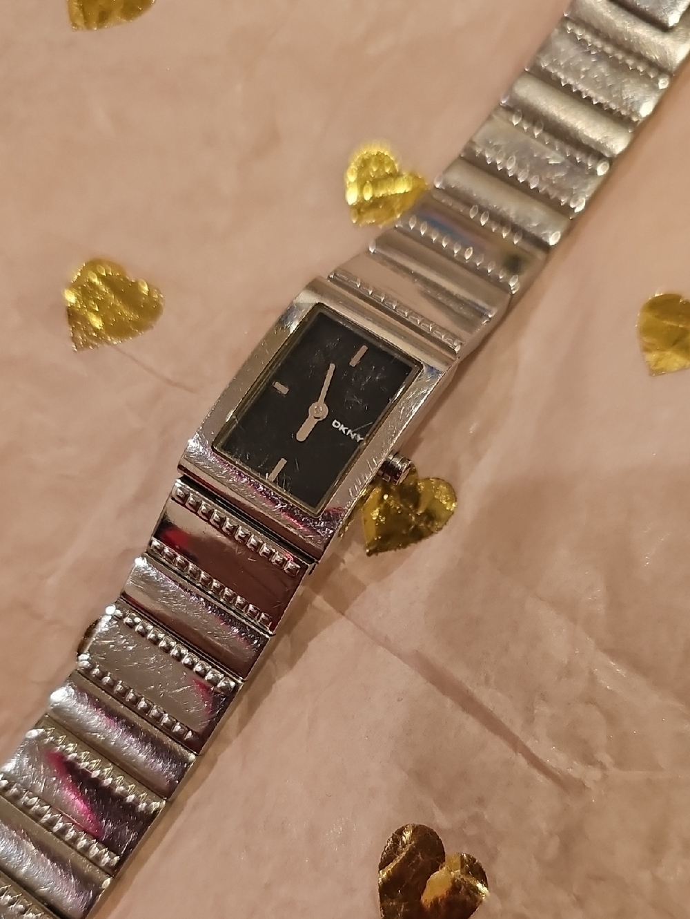DKNY Silver-Tone Bracelet Watch with Black Dial